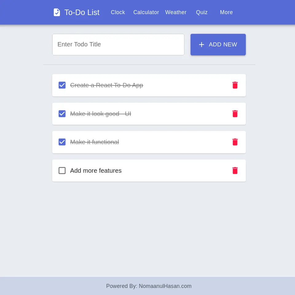 Todo list app preview