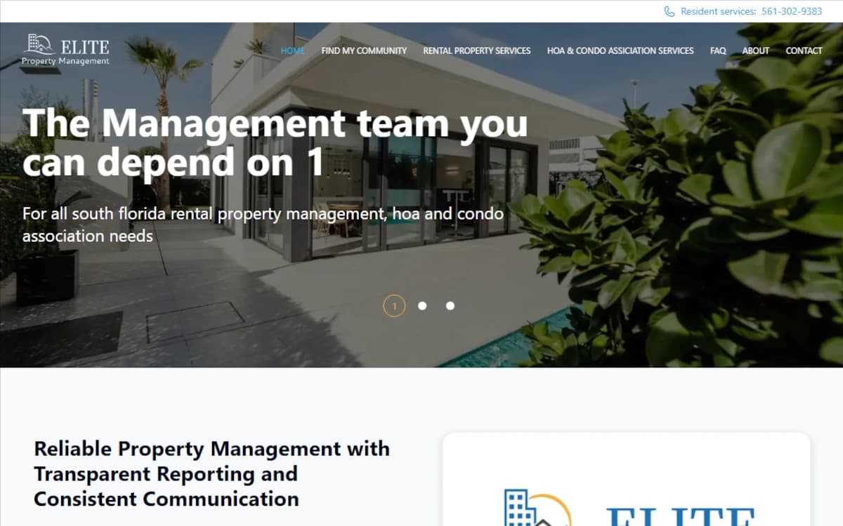 Elite property landing page preview