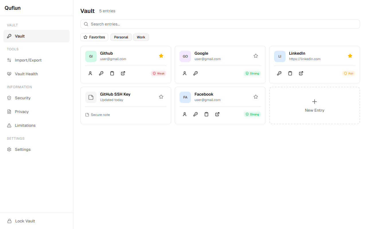 Quflun — A privacy-first, offline password manager